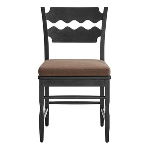 Modway Furniture Jax Solid Oak Cafe Style Dining Chairs with Cushions Set of Two for Modern Farmhouse Black Cocoa EEI-7798-BLK-COA