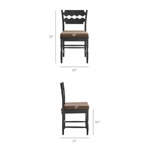 Modway Furniture Jax Solid Oak Cafe Style Dining Chairs with Cushions Set of Two for Modern Farmhouse Black Cocoa EEI-7798-BLK-COA