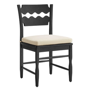Modway Furniture Jax Solid Oak Cafe Style Dining Chairs with Cushions Set of Two for Modern Farmhouse Black Linen EEI-7798-BLK-LIN