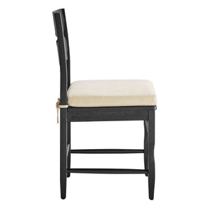 Modway Furniture Jax Solid Oak Cafe Style Dining Chairs with Cushions Set of Two for Modern Farmhouse Black Linen EEI-7798-BLK-LIN