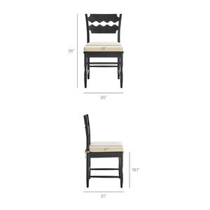Modway Furniture Jax Solid Oak Cafe Style Dining Chairs with Cushions Set of Two for Modern Farmhouse Black Linen EEI-7798-BLK-LIN