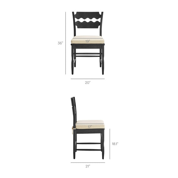 Modway Furniture Jax Solid Oak Cafe Style Dining Chairs with Cushions Set of Two for Modern Farmhouse Black Linen EEI-7798-BLK-LIN
