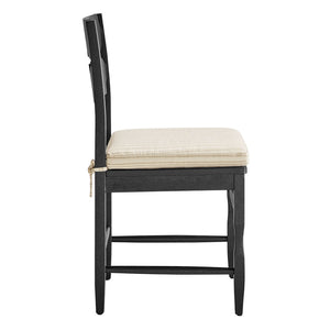 Modway Furniture Jax Solid Oak Cafe Style Dining Chairs with Cushions Set of Two for Modern Farmhouse Black Oatmeal Stripe EEI-7798-BLK-OAS