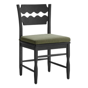 Modway Furniture Jax Solid Oak Cafe Style Dining Chairs with Cushions Set of Two for Modern Farmhouse Black Sage EEI-7798-BLK-SGE
