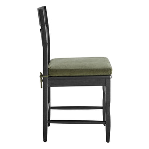 Modway Furniture Jax Solid Oak Cafe Style Dining Chairs with Cushions Set of Two for Modern Farmhouse Black Sage EEI-7798-BLK-SGE