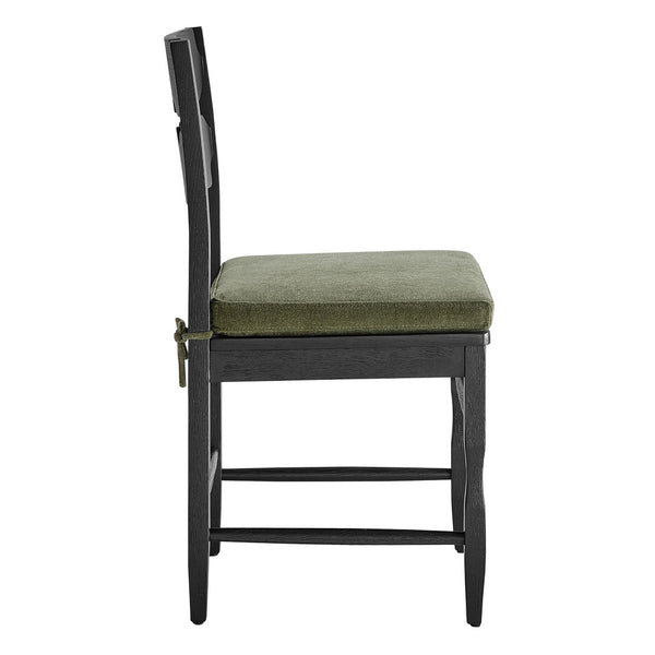 Modway Furniture Jax Solid Oak Cafe Style Dining Chairs with Cushions Set of Two for Modern Farmhouse Black Sage EEI-7798-BLK-SGE