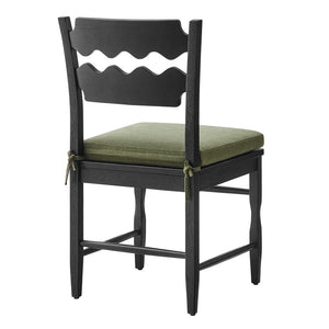 Modway Furniture Jax Solid Oak Cafe Style Dining Chairs with Cushions Set of Two for Modern Farmhouse Black Sage EEI-7798-BLK-SGE
