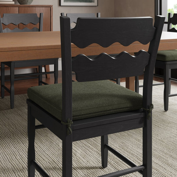 Modway Furniture Jax Solid Oak Cafe Style Dining Chairs with Cushions Set of Two for Modern Farmhouse Black Sage EEI-7798-BLK-SGE