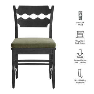 Modway Furniture Jax Solid Oak Cafe Style Dining Chairs with Cushions Set of Two for Modern Farmhouse Black Sage EEI-7798-BLK-SGE
