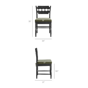 Modway Furniture Jax Solid Oak Cafe Style Dining Chairs with Cushions Set of Two for Modern Farmhouse Black Sage EEI-7798-BLK-SGE
