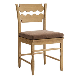 Modway Furniture Jax Solid Oak Cafe Style Dining Chairs with Cushions Set of Two for Modern Farmhouse Weathered Oak Cocoa EEI-7798-WOA-COA