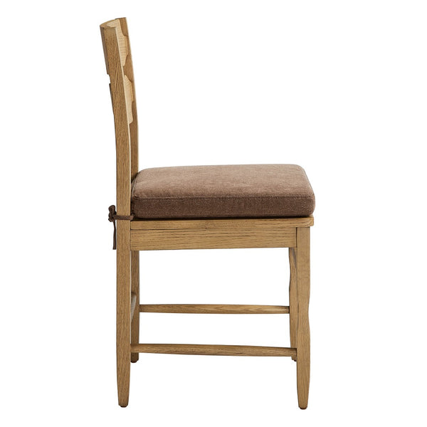 Modway Furniture Jax Solid Oak Cafe Style Dining Chairs with Cushions Set of Two for Modern Farmhouse Weathered Oak Cocoa EEI-7798-WOA-COA