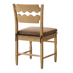 Modway Furniture Jax Solid Oak Cafe Style Dining Chairs with Cushions Set of Two for Modern Farmhouse Weathered Oak Cocoa EEI-7798-WOA-COA