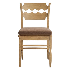 Modway Furniture Jax Solid Oak Cafe Style Dining Chairs with Cushions Set of Two for Modern Farmhouse Weathered Oak Cocoa EEI-7798-WOA-COA