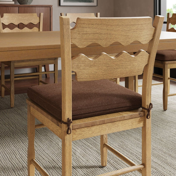 Modway Furniture Jax Solid Oak Cafe Style Dining Chairs with Cushions Set of Two for Modern Farmhouse Weathered Oak Cocoa EEI-7798-WOA-COA