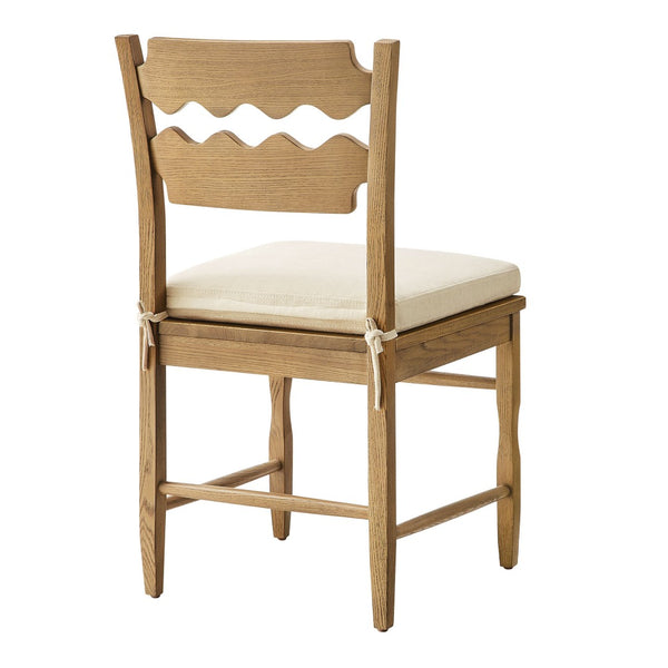 Modway Furniture Jax Solid Oak Cafe Style Dining Chairs with Cushions Set of Two for Modern Farmhouse Weathered Oak Linen EEI-7798-WOA-LIN