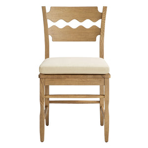Modway Furniture Jax Solid Oak Cafe Style Dining Chairs with Cushions Set of Two for Modern Farmhouse Weathered Oak Linen EEI-7798-WOA-LIN