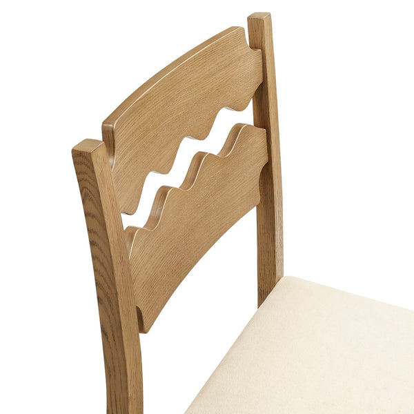 Modway Furniture Jax Solid Oak Cafe Style Dining Chairs with Cushions Set of Two for Modern Farmhouse Weathered Oak Linen EEI-7798-WOA-LIN