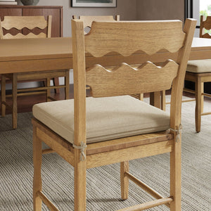 Modway Furniture Jax Solid Oak Cafe Style Dining Chairs with Cushions Set of Two for Modern Farmhouse Weathered Oak Linen EEI-7798-WOA-LIN