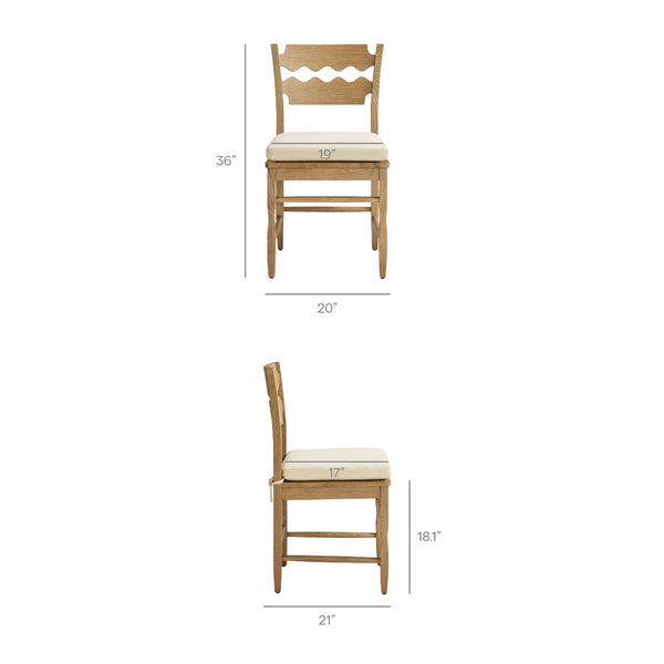 Modway Furniture Jax Solid Oak Cafe Style Dining Chairs with Cushions Set of Two for Modern Farmhouse Weathered Oak Linen EEI-7798-WOA-LIN