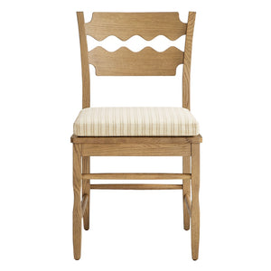 Modway Furniture Jax Solid Oak Cafe Style Dining Chairs with Cushions Set of Two for Modern Farmhouse Weathered Oak Oatmeal Stripe EEI-7798-WOA-OAS