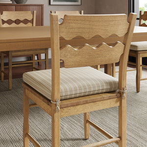 Modway Furniture Jax Solid Oak Cafe Style Dining Chairs with Cushions Set of Two for Modern Farmhouse Weathered Oak Oatmeal Stripe EEI-7798-WOA-OAS