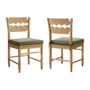 Modway Furniture Jax Solid Oak Cafe Style Dining Chairs with Cushions Set of Two for Modern Farmhouse Weathered Oak Sage EEI-7798-WOA-SGE