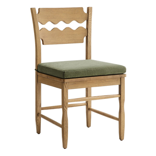 Modway Furniture Jax Solid Oak Cafe Style Dining Chairs with Cushions Set of Two for Modern Farmhouse Weathered Oak Sage EEI-7798-WOA-SGE