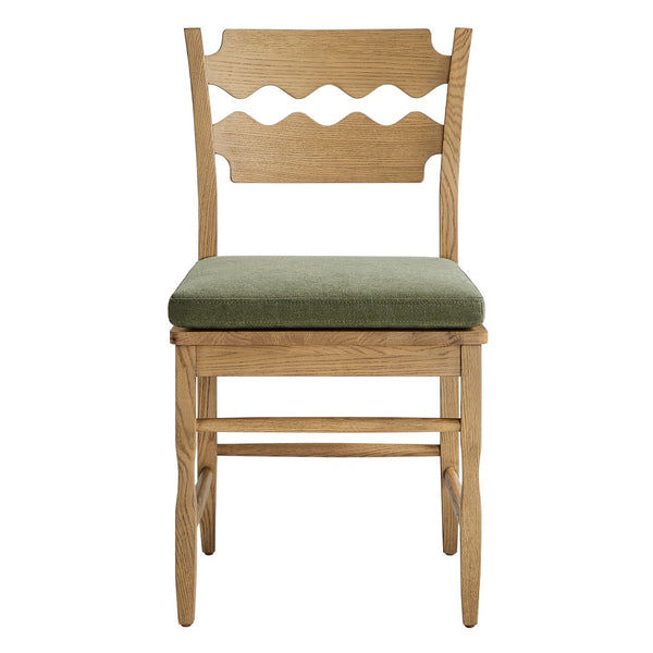 Modway Furniture Jax Solid Oak Cafe Style Dining Chairs with Cushions Set of Two for Modern Farmhouse Weathered Oak Sage EEI-7798-WOA-SGE
