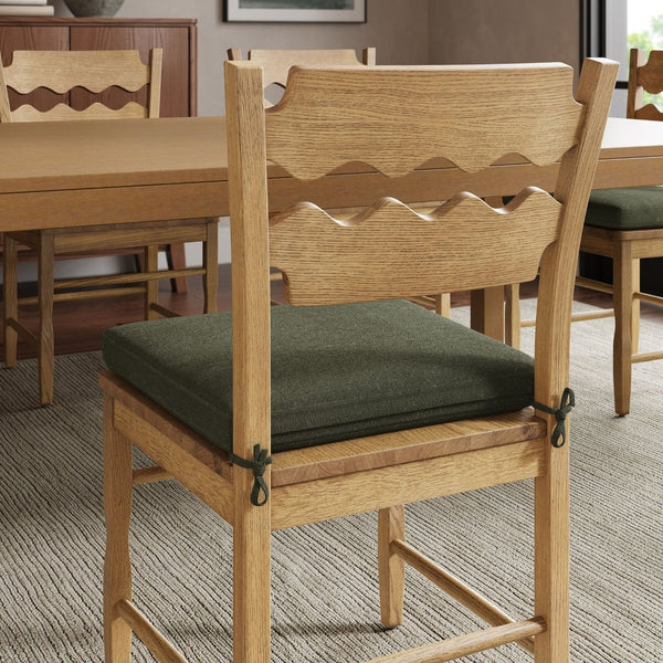 Modway Furniture Jax Solid Oak Cafe Style Dining Chairs with Cushions Set of Two for Modern Farmhouse Weathered Oak Sage EEI-7798-WOA-SGE