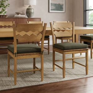 Modway Furniture Jax Solid Oak Cafe Style Dining Chairs with Cushions Set of Two for Modern Farmhouse Weathered Oak Sage EEI-7798-WOA-SGE