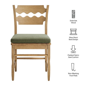 Modway Furniture Jax Solid Oak Cafe Style Dining Chairs with Cushions Set of Two for Modern Farmhouse Weathered Oak Sage EEI-7798-WOA-SGE