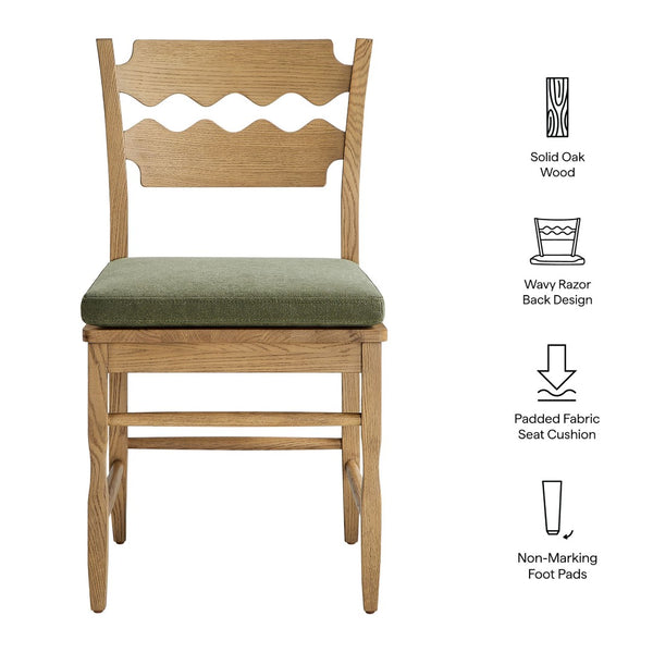 Modway Furniture Jax Solid Oak Cafe Style Dining Chairs with Cushions Set of Two for Modern Farmhouse Weathered Oak Sage EEI-7798-WOA-SGE
