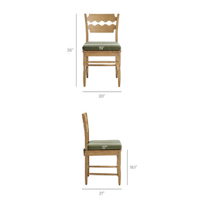 Modway Furniture Jax Solid Oak Cafe Style Dining Chairs with Cushions Set of Two for Modern Farmhouse Weathered Oak Sage EEI-7798-WOA-SGE