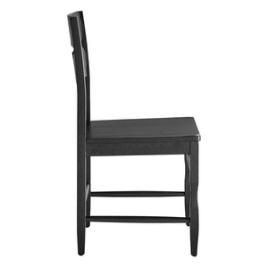 Modway Furniture Jax Solid Oak Wood Dining Chairs Cafe Style Wavy Back Set of 2 for Kitchen Black EEI-7799-BLK