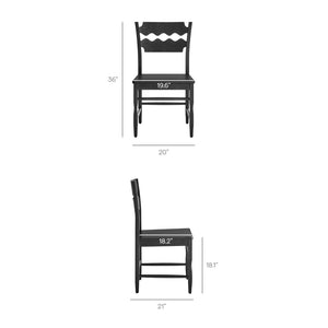 Modway Furniture Jax Solid Oak Wood Dining Chairs Cafe Style Wavy Back Set of 2 for Kitchen Black EEI-7799-BLK