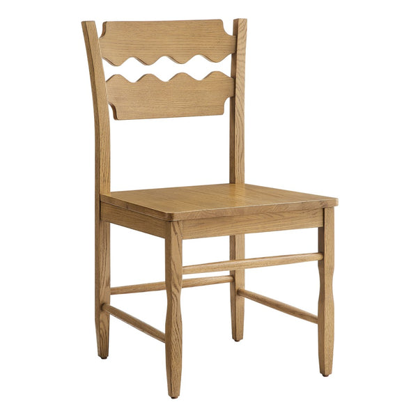 Modway Furniture Jax Solid Oak Wood Dining Chairs Cafe Style Wavy Back Set of 2 for Kitchen Weathered Oak EEI-7799-WOA