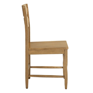 Modway Furniture Jax Solid Oak Wood Dining Chairs Cafe Style Wavy Back Set of 2 for Kitchen Weathered Oak EEI-7799-WOA
