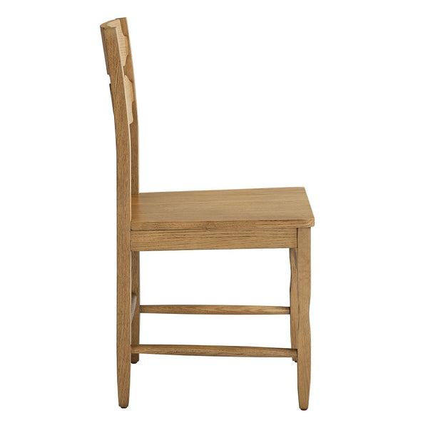 Modway Furniture Jax Solid Oak Wood Dining Chairs Cafe Style Wavy Back Set of 2 for Kitchen Weathered Oak EEI-7799-WOA