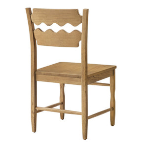 Modway Furniture Jax Solid Oak Wood Dining Chairs Cafe Style Wavy Back Set of 2 for Kitchen Weathered Oak EEI-7799-WOA