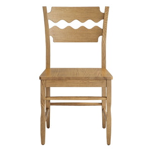 Modway Furniture Jax Solid Oak Wood Dining Chairs Cafe Style Wavy Back Set of 2 for Kitchen Weathered Oak EEI-7799-WOA