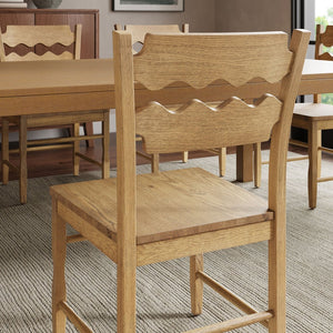 Modway Furniture Jax Solid Oak Wood Dining Chairs Cafe Style Wavy Back Set of 2 for Kitchen Weathered Oak EEI-7799-WOA