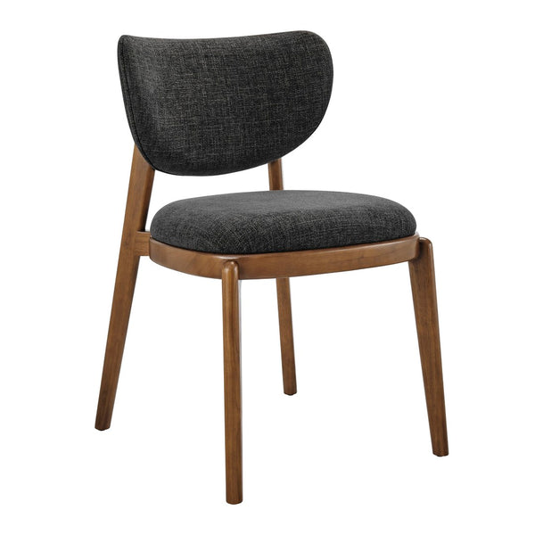 Modway Furniture Fenwick Mid-century Slub Weave Upholstered Dining Chairs Rubberwood Frame Set of Two Ebony EEI-7800-EBO