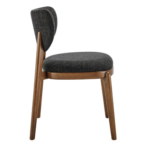 Modway Furniture Fenwick Mid-century Slub Weave Upholstered Dining Chairs Rubberwood Frame Set of Two Ebony EEI-7800-EBO