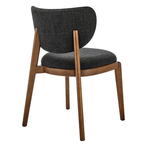 Modway Furniture Fenwick Mid-century Slub Weave Upholstered Dining Chairs Rubberwood Frame Set of Two Ebony EEI-7800-EBO