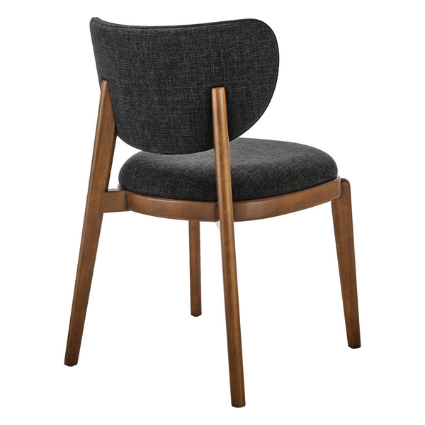 Modway Furniture Fenwick Mid-century Slub Weave Upholstered Dining Chairs Rubberwood Frame Set of Two Ebony EEI-7800-EBO