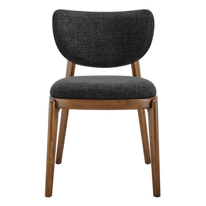 Modway Furniture Fenwick Mid-century Slub Weave Upholstered Dining Chairs Rubberwood Frame Set of Two Ebony EEI-7800-EBO