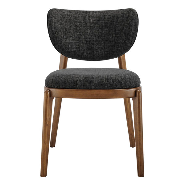 Modway Furniture Fenwick Mid-century Slub Weave Upholstered Dining Chairs Rubberwood Frame Set of Two Ebony EEI-7800-EBO