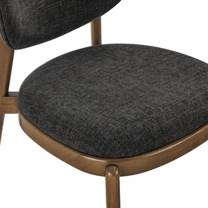 Modway Furniture Fenwick Mid-century Slub Weave Upholstered Dining Chairs Rubberwood Frame Set of Two Ebony EEI-7800-EBO