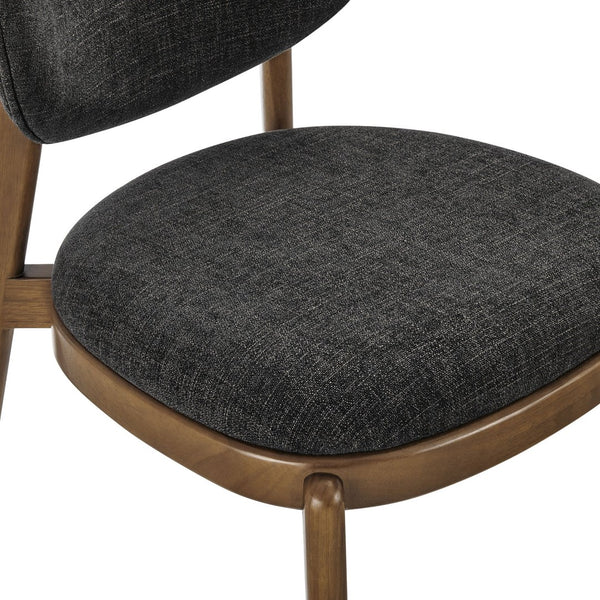 Modway Furniture Fenwick Mid-century Slub Weave Upholstered Dining Chairs Rubberwood Frame Set of Two Ebony EEI-7800-EBO